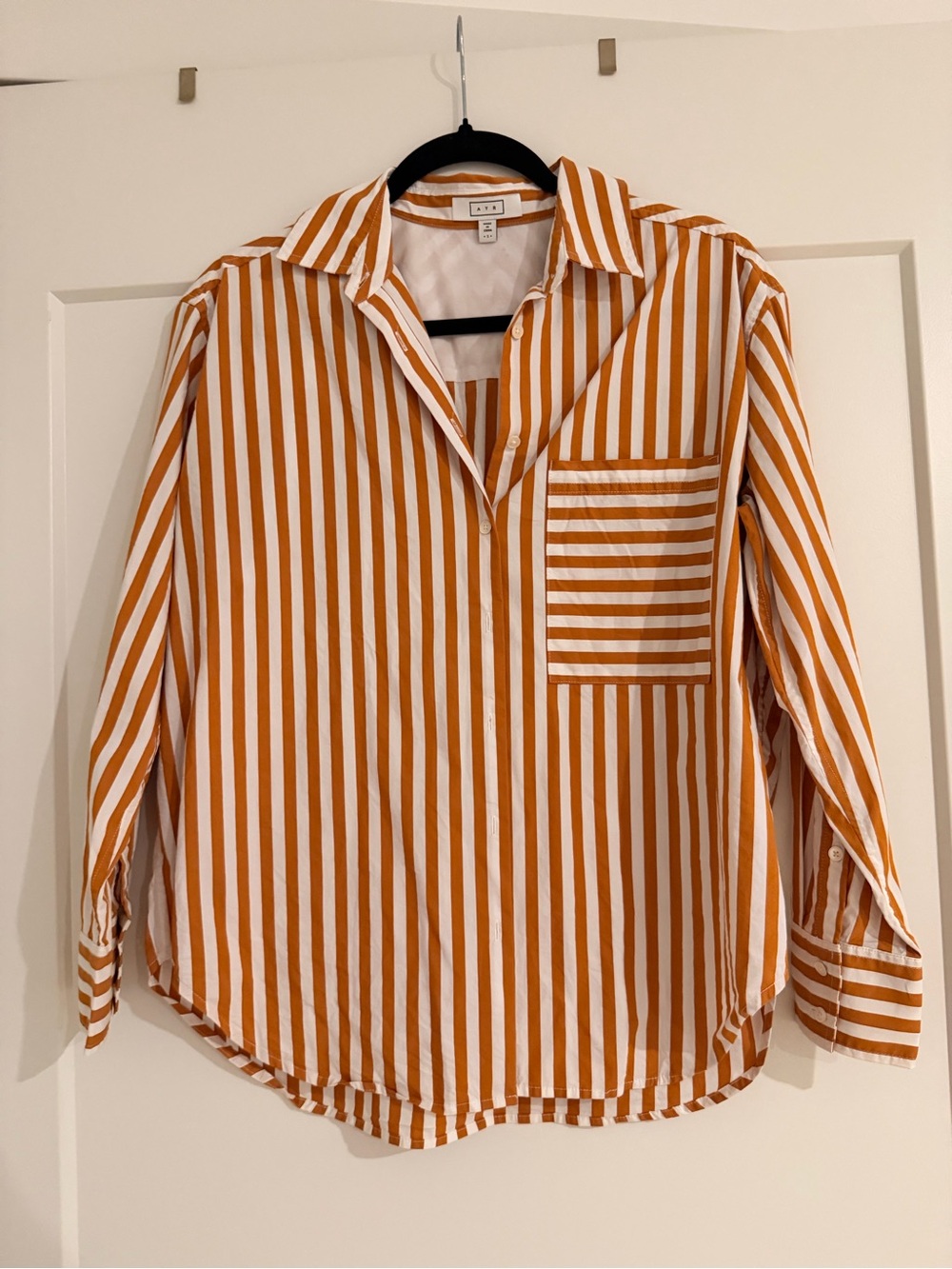 AYR Orange and White Striped Button-Down Shirt